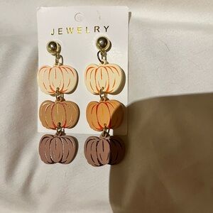 All earrings $5 when bundled! Pumpkin Dangle Earrings - Cream, Orange, Brown